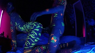 Neon party turns into hardcore fucking