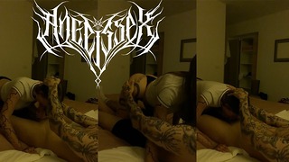 Amateur tattooed couple indulges in wild deepthroat home action