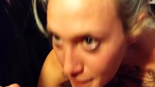 Amateur wife sucks his big fat cock