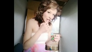 Beautiful girl smokes drugs, flashes tits for you