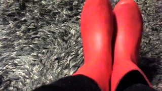 Squeaky Red Boots Squeaking Pvc