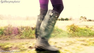 Sexy walking in muddy boots
