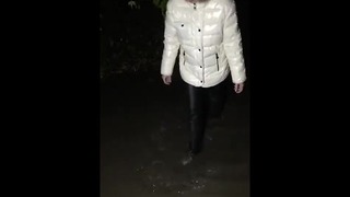 White Shiny Moncler Mud Jacket