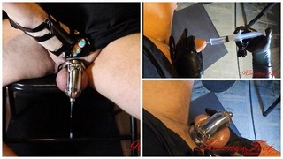 Παγκόσμιο ρεκόρ Chastity Cage Slave Balls Full Cum Milking & Cock Sounding Torture Cumshot