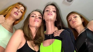 Dominante Vierer-Girls spucken dich an – Close Up POV Spuck-Demütigung