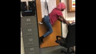 Femboy Hanging Wedgie In Office