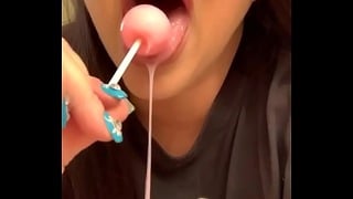 Marcy Diamond Giving Sloppy Blowjob To Lollipop With Tons Of Spit