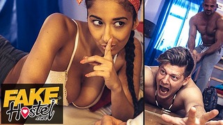 Fake Hostel – Cheating Girlfriend With Hot Natural Body Fucks A Big Cock Before It All Kicks Off