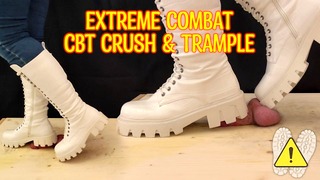 Белые армейские ботинки CBT и топтание — пытка яиц, раздавливание члена, топтание члена, женское доминирование