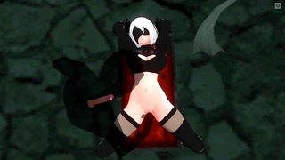3D Hentai Tied Up 2B Gets Her Fingers Stuffed In Her Pussy