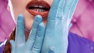 Asmr Video Hot Sounding With Arya Grander – Blue Nitrile Gloves Fetish Close Up Video