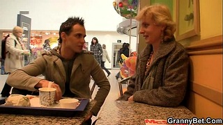 Blonde Granny Jumps On His Cock