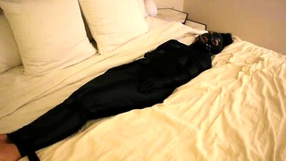 Bound In Latex Hood With Cum Dripping