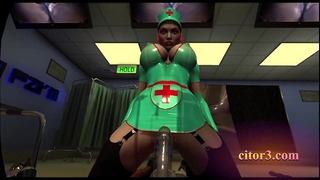 Citor3 3D VR Game Latex Nurses Pump Seamen With Vacuum Bed And Pump