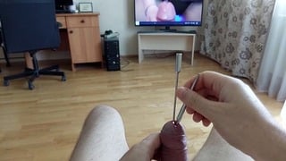 Double insertion urétrale profonde d'une tige de sondage Rosebud Cock de 11 mm et d'un petit bouchon urétral