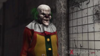 Boze clown speelt met een lief geil studente in een verlaten ziekenhuis
