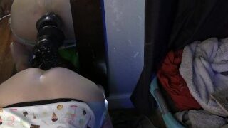 HEADPHONE WARNING Double XL toy anal penetration with face reveal and ATM