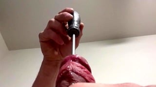 Inserting Screwdriver In My Big White Cocks Urethra