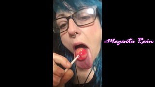 Lollipop Fun! Licking And Nice Deepthroat Bulges. Long Tongue Fetish