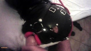 Milf Hogtied In Latex And High Heels With A Lip Open Mouth Gag POV. Great Mouth Fucking Action