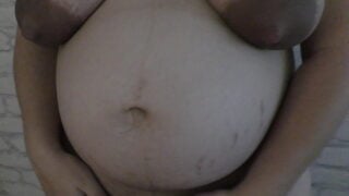 Pervert Stepson Touching Her Pregnant Stepmom Big Lactating Boobs And Big Pregnant Belly While While Both Home