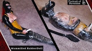 Rubberdoll Gets Mummified & Made To Cum: A Latex Loving Girl Wrapped In Plastic Cums On A Magic Wand