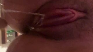 Squirting Pumped Pussy Rides Dildo And Is Dripping Wet