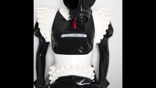 There Is A Vibrator Fixed Inside Latex Maid’s Skirt.