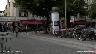 Strapped Arms Blonde Fucked In Outdoor