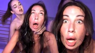 Submissive Bimbo Teen Cums Her Brains Out During Cervix Crushing FFM Rough Fuck