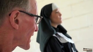 Lustful Teen Nun Strips And Fucks An Old Boy In The Confessional