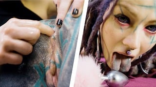 PET PLAY dominatrix controls TATTOO cat-girl – ANAL, lesbian, butt plug