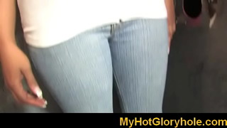 Gloryhole Initiations : Gorgeous babe sucks dick