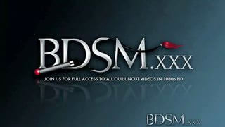 BDSM XXX Slave boy in straight jacket and anal hook swings