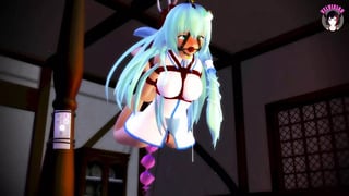 BDSM Session – Tied From Above +Anal Sex Toy + Gag (3D HENTAI)