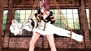 Furry Is Tied Up And Fucked By A Big Cock Futanari In A BDSM Room