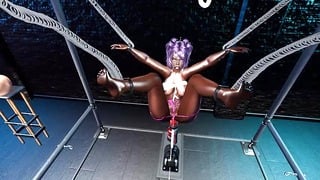Beautiful Girl Is Gagged To A Sex Machine, In A BDSM Room