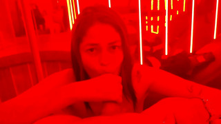 Dominating My Cuckold in Amazon Position in a Nice Neon Lights Room