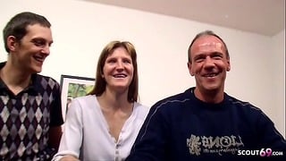 Real German Couple’s Shy Threesome
