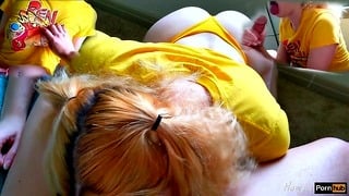 Blonde Teen Takes Throatpie from Big Cock