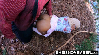 On Forest Pine Needles Nailing My Wife Ebony Daughter Doggy